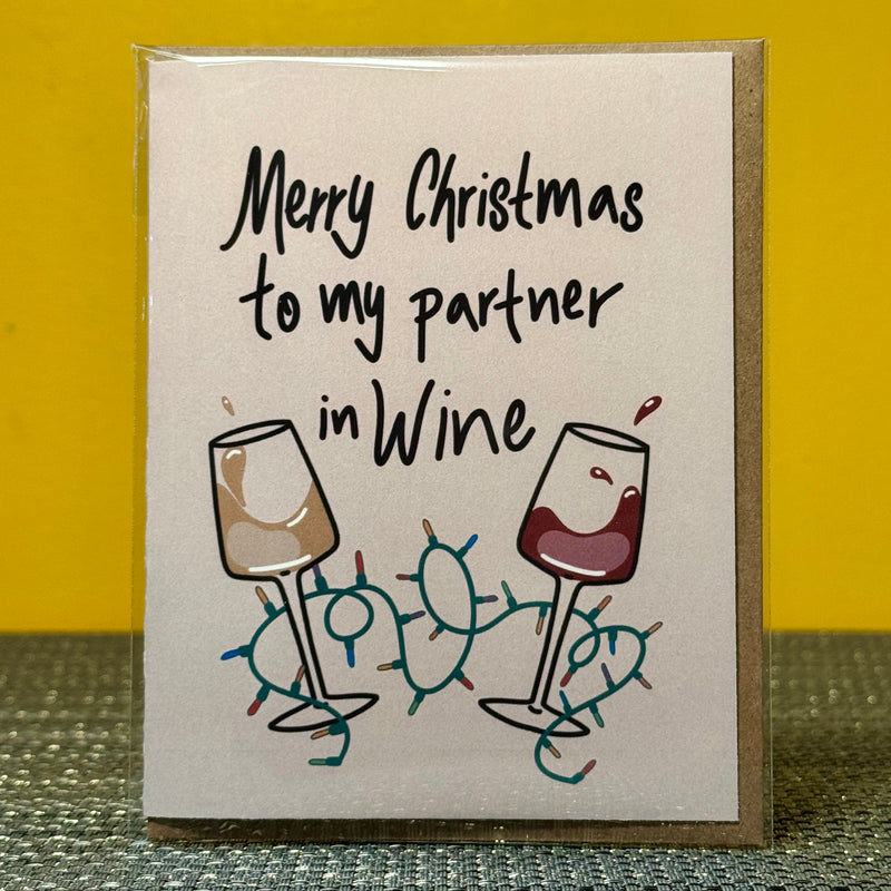 Big Moods Greeting Card - Partner in Wine Christmas