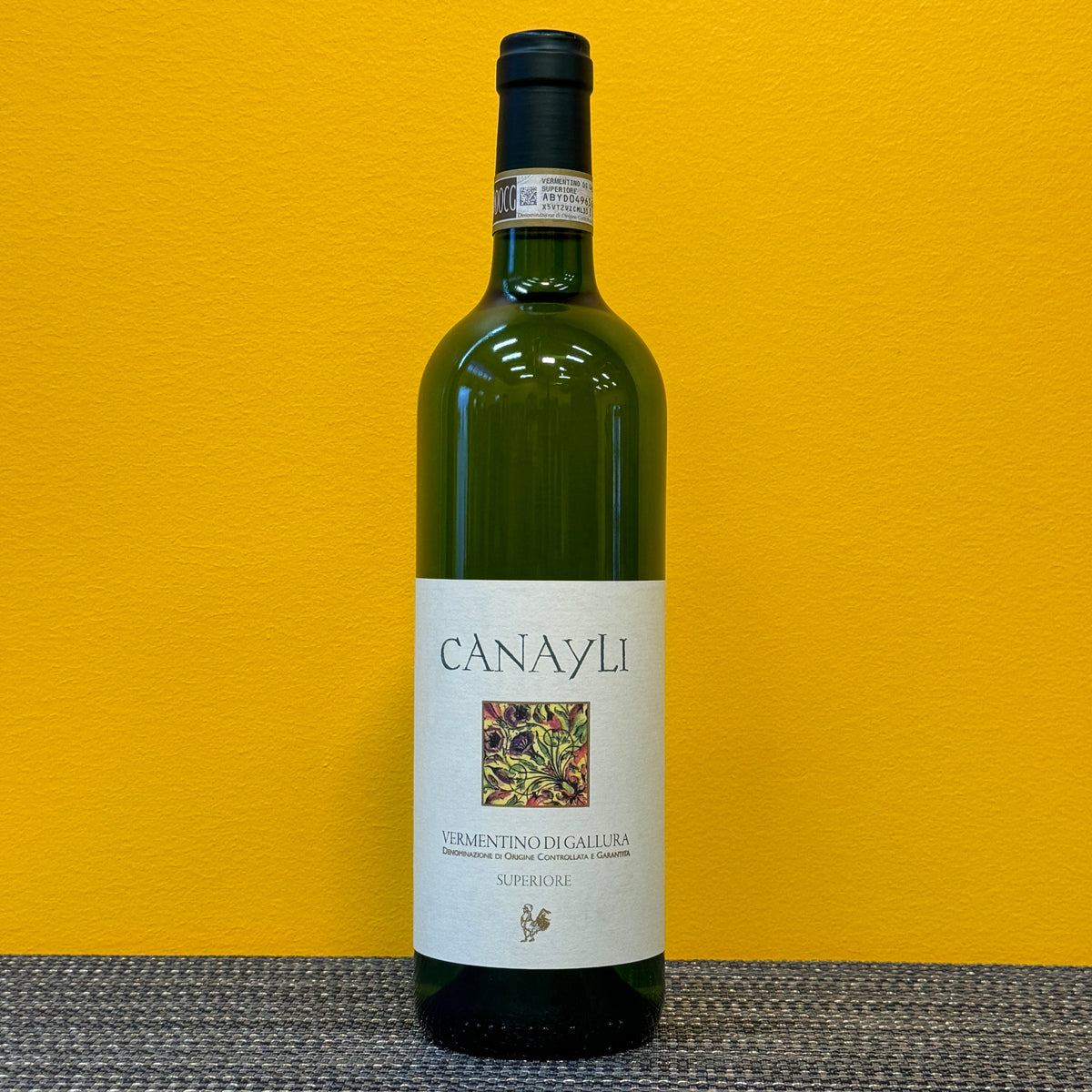 A bottle of Cantina di Gallura Vermentino di Gallura Canayli white wine