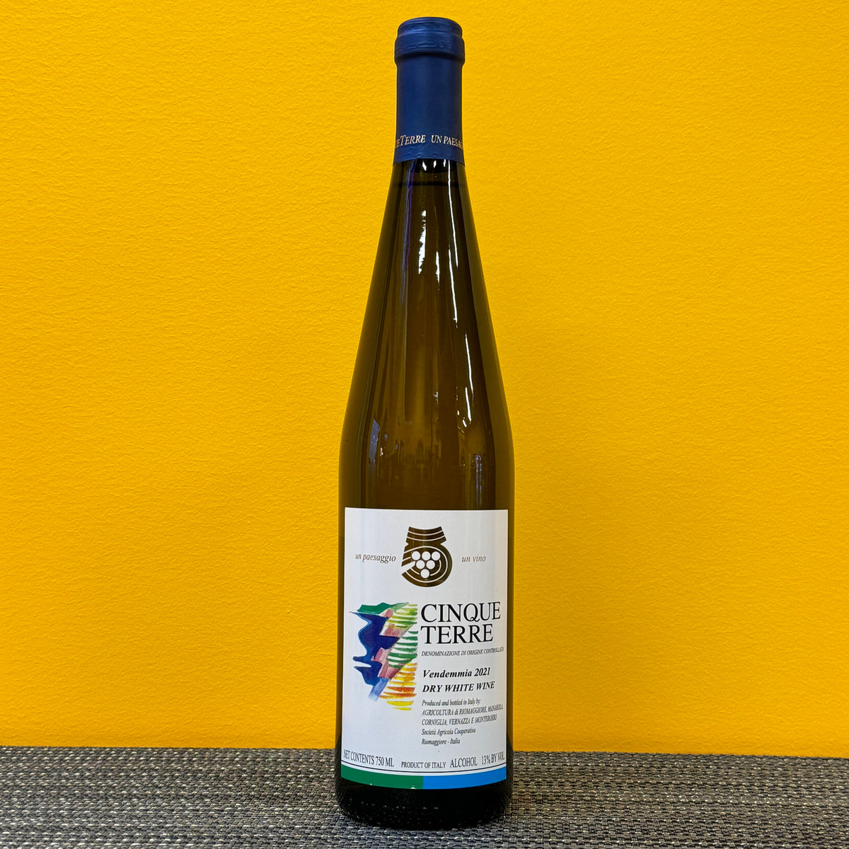 A bottle of Cinque Terre white wine