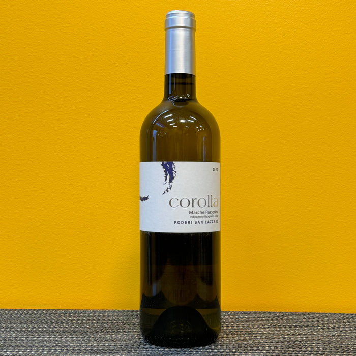 A bottle of Poderi San Lazzaro Corolla Passerina white wine