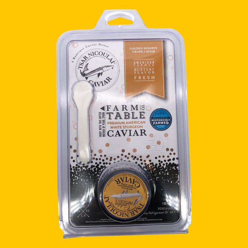 Tsar Nicoulai Golden Reserve Caviar Blister Pack w/Spoon (online preorder)